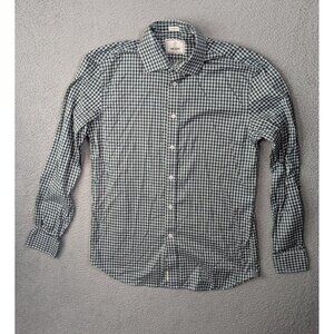 Todd Snyder Shirt 16 34/35 Long Sleeve Button 2 Ply Green Gray Gingham Check